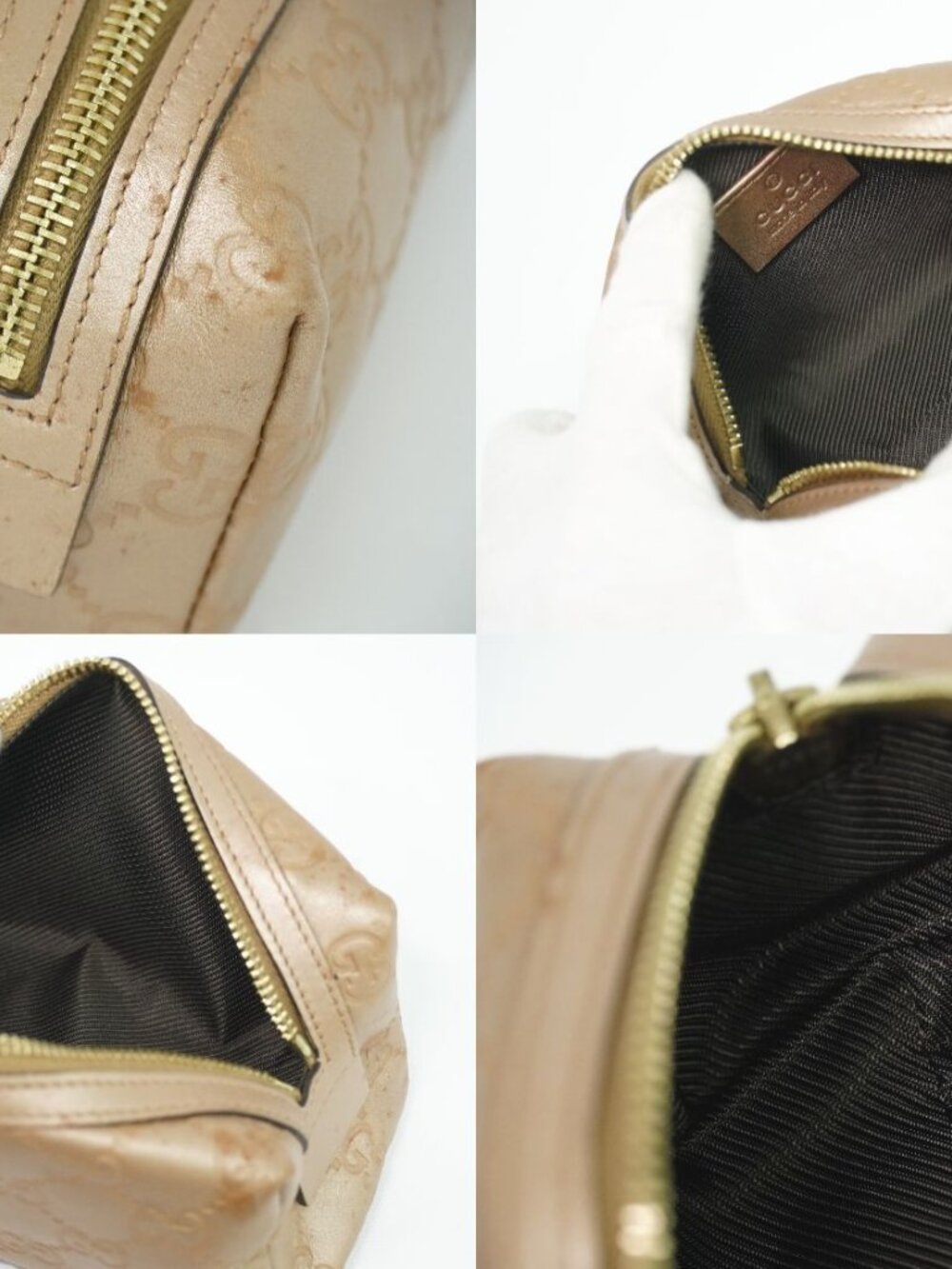 Gucci Guccissima Leather Pouch Case Pink Beige - Picture 8 of 9